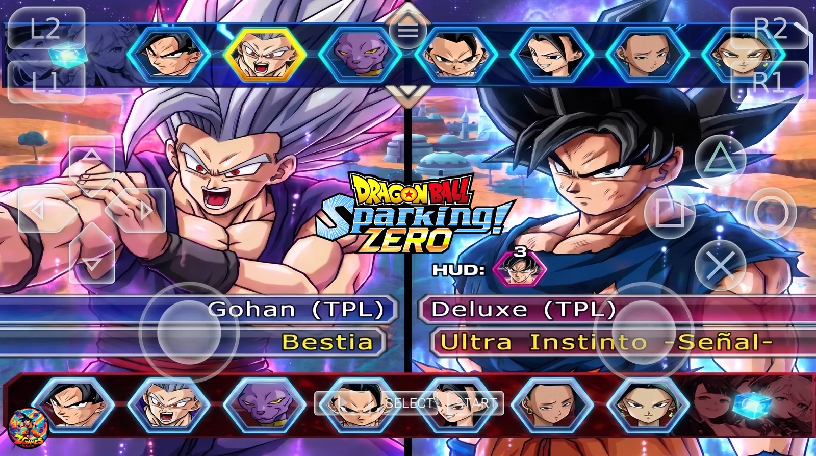 New Dragon Ball Z Budokai Tenkaichi 3 Sparking Zero Lane Mod ISO PS2 5 Gohan Beast vs Ultra Instinct Goku character select in Budokai Tenkaichi 3 Sparking Zero Lane Mod ISO PS2