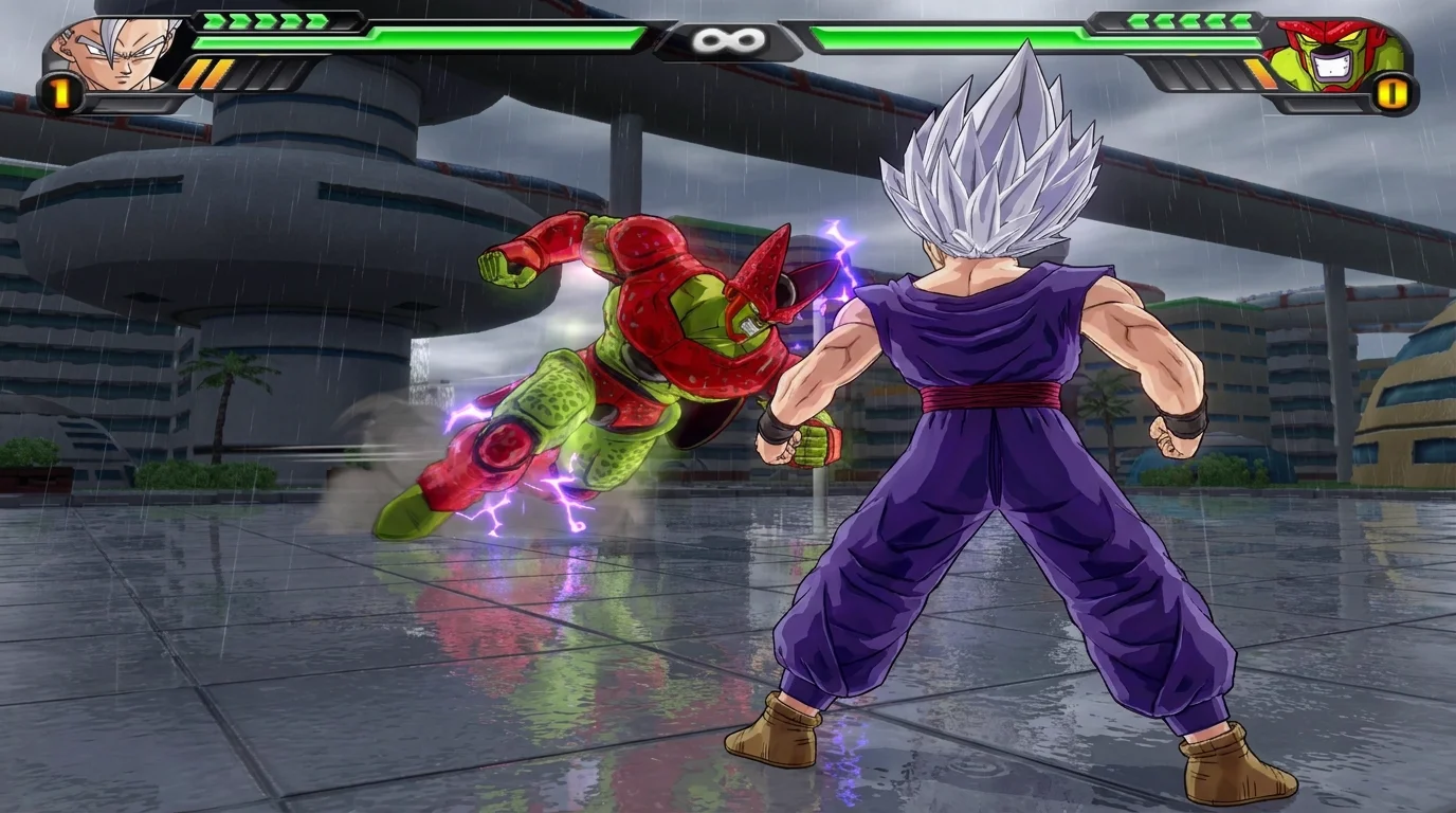 Gohan Beast vs Cell Max rainy city stage Budokai Tenkaichi 3 Sparking Zero Mod PS2 ISO