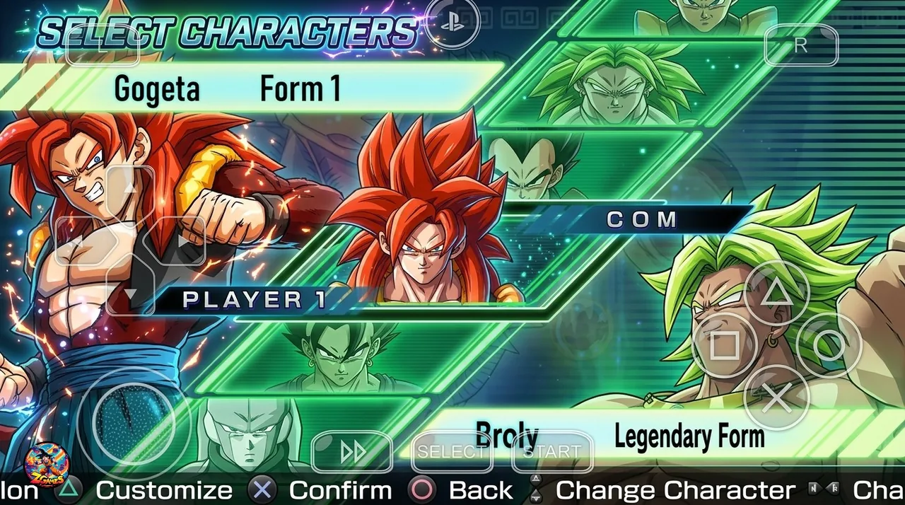 SSJ4 Gogeta vs Legendary Broly character select Shin Budokai 2 Battle of Gods mod